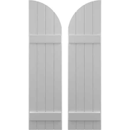 Americraft 4-Board (2 Batten) Wood Joined Board-n-Batten Shutters W/ Arch Top, ARW101BQ414X83PRH